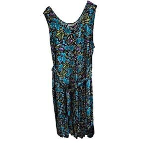 Vintage Adrian Jordan Dress Womens 4X Blue Floral Cottage 90s boho Party Retro